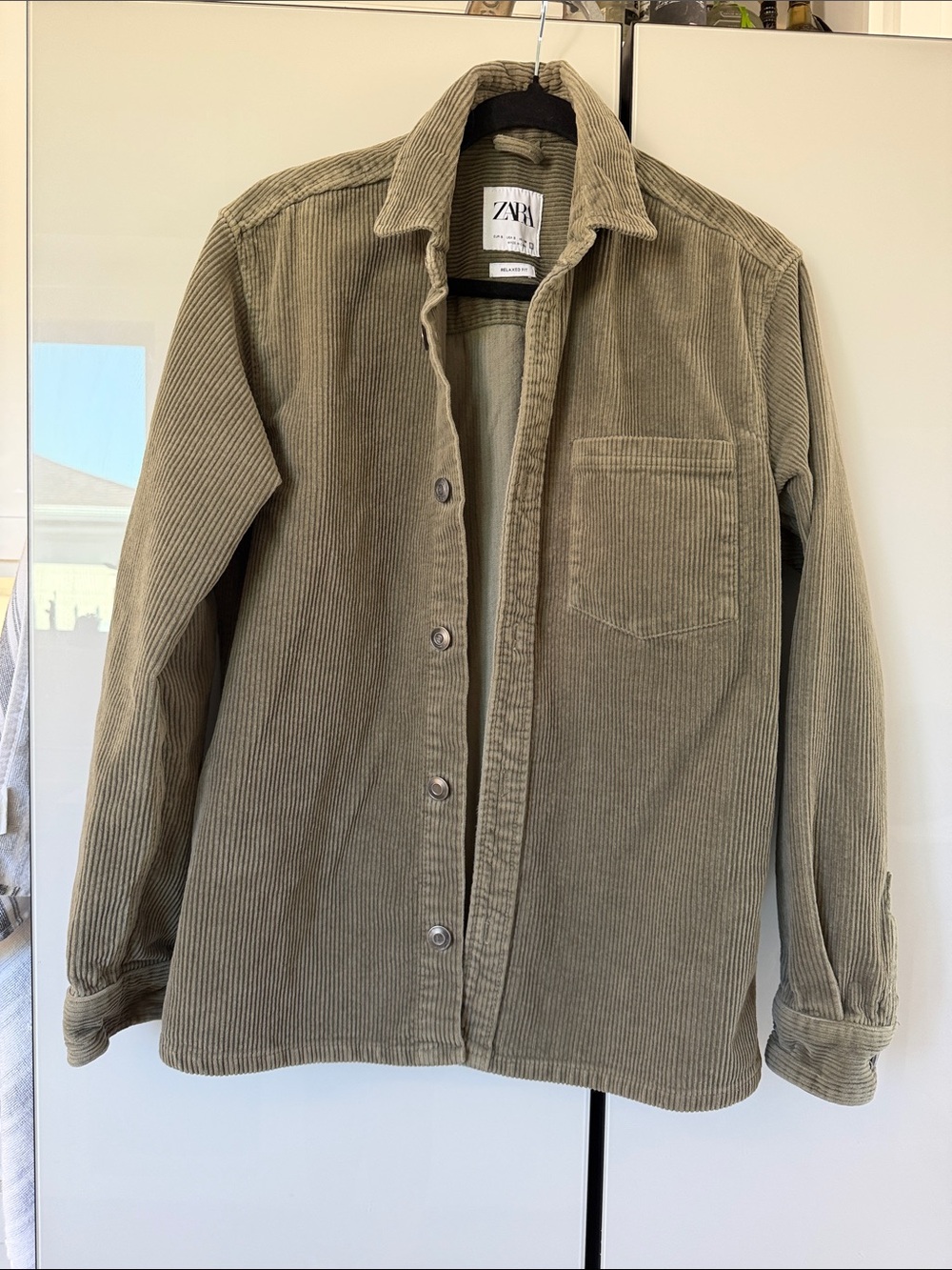 Zara Olive Corduroy Shirt Jacket